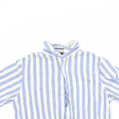 Topman Mens Blue Striped   Button-Up Size M