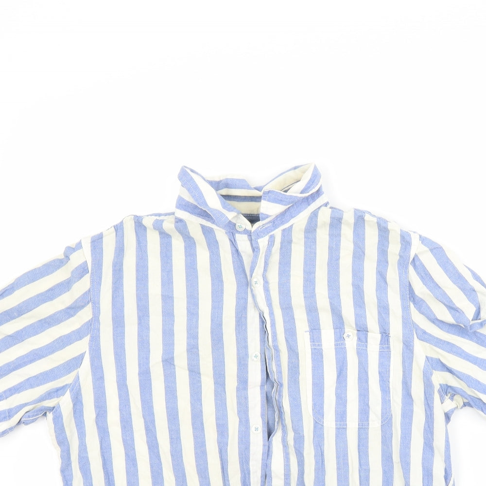 Topman Mens Blue Striped   Button-Up Size M