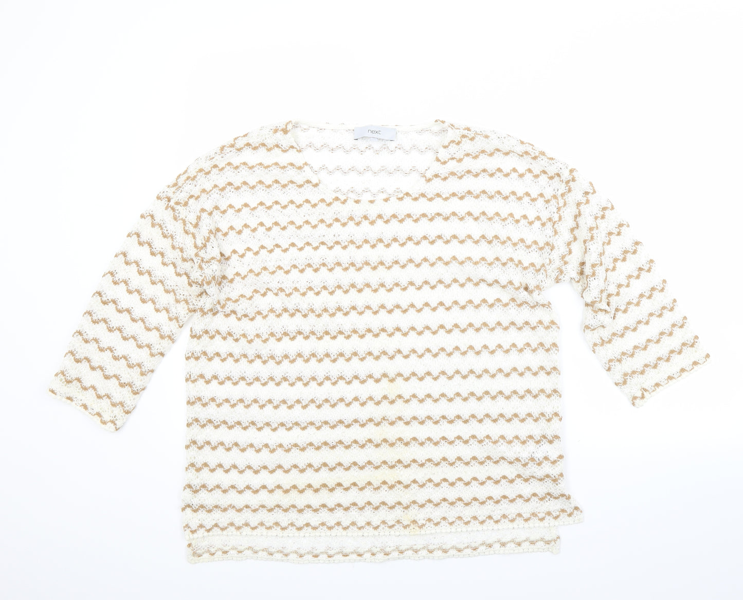NEXT Womens Beige Striped  Pullover Jumper Size 14