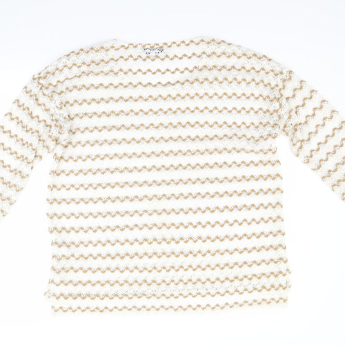 NEXT Womens Beige Striped  Pullover Jumper Size 14