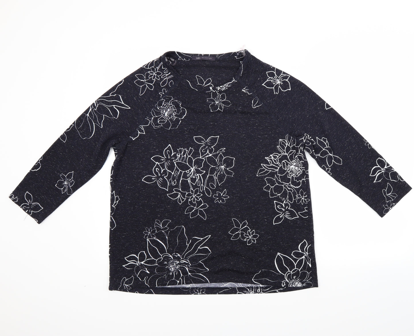 Marks and Spencer Womens Black Floral  Basic Blouse Size 14