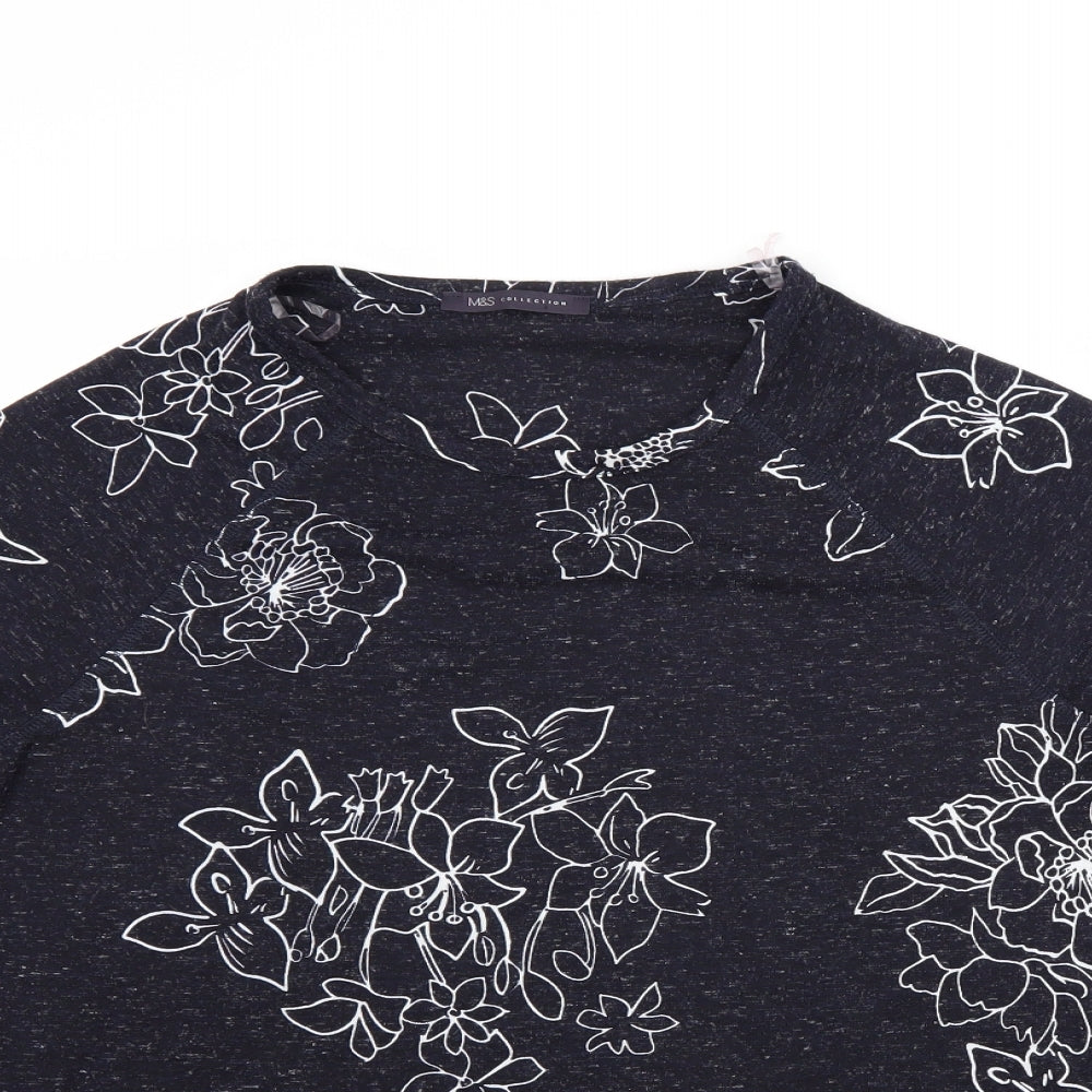 Marks and Spencer Womens Black Floral  Basic Blouse Size 14