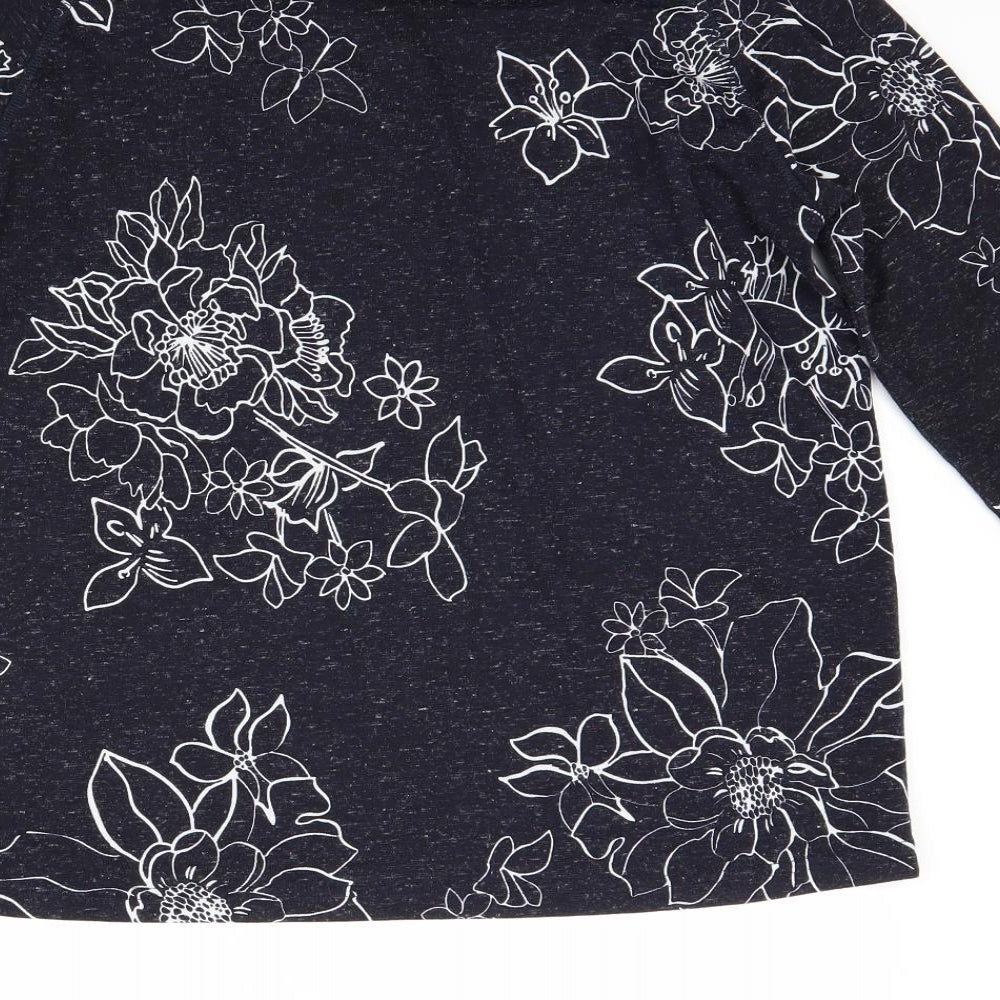 Marks and Spencer Womens Black Floral  Basic Blouse Size 14