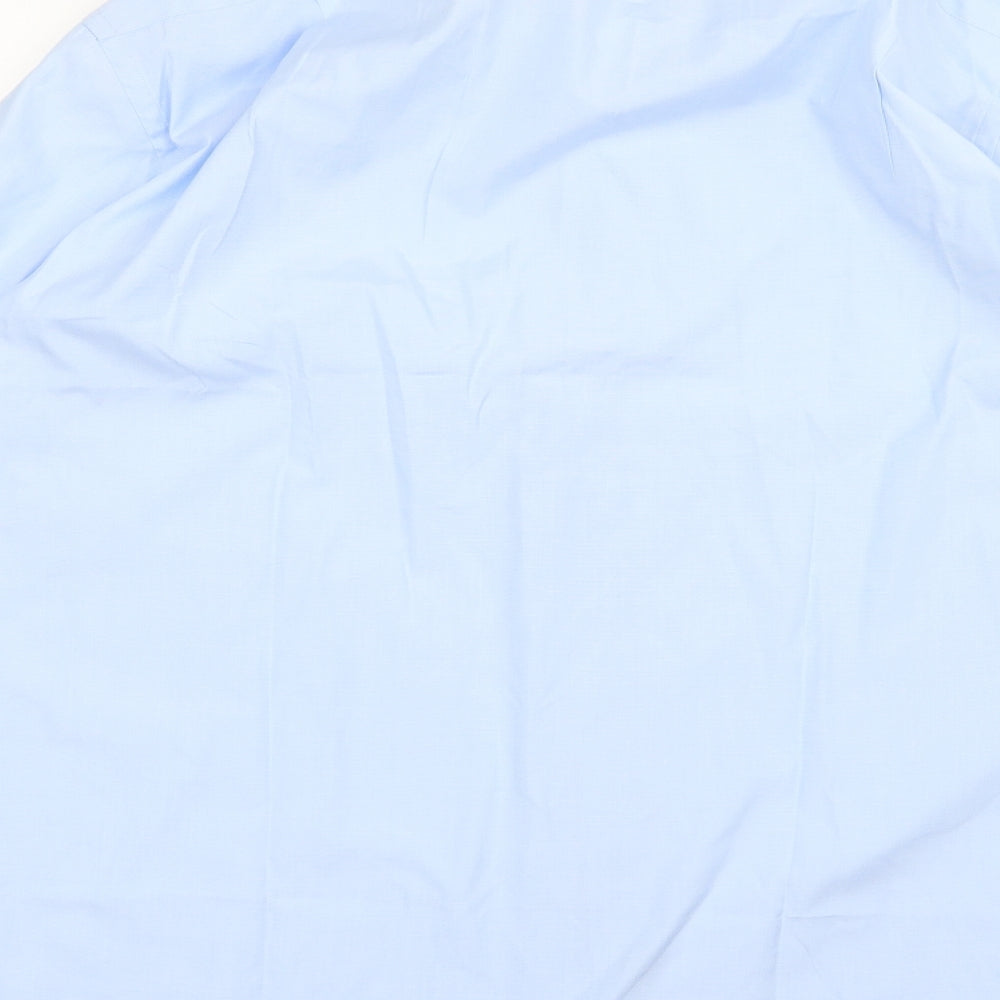 T M Lewin Mens Blue  Woven  Dress Shirt Size 17
