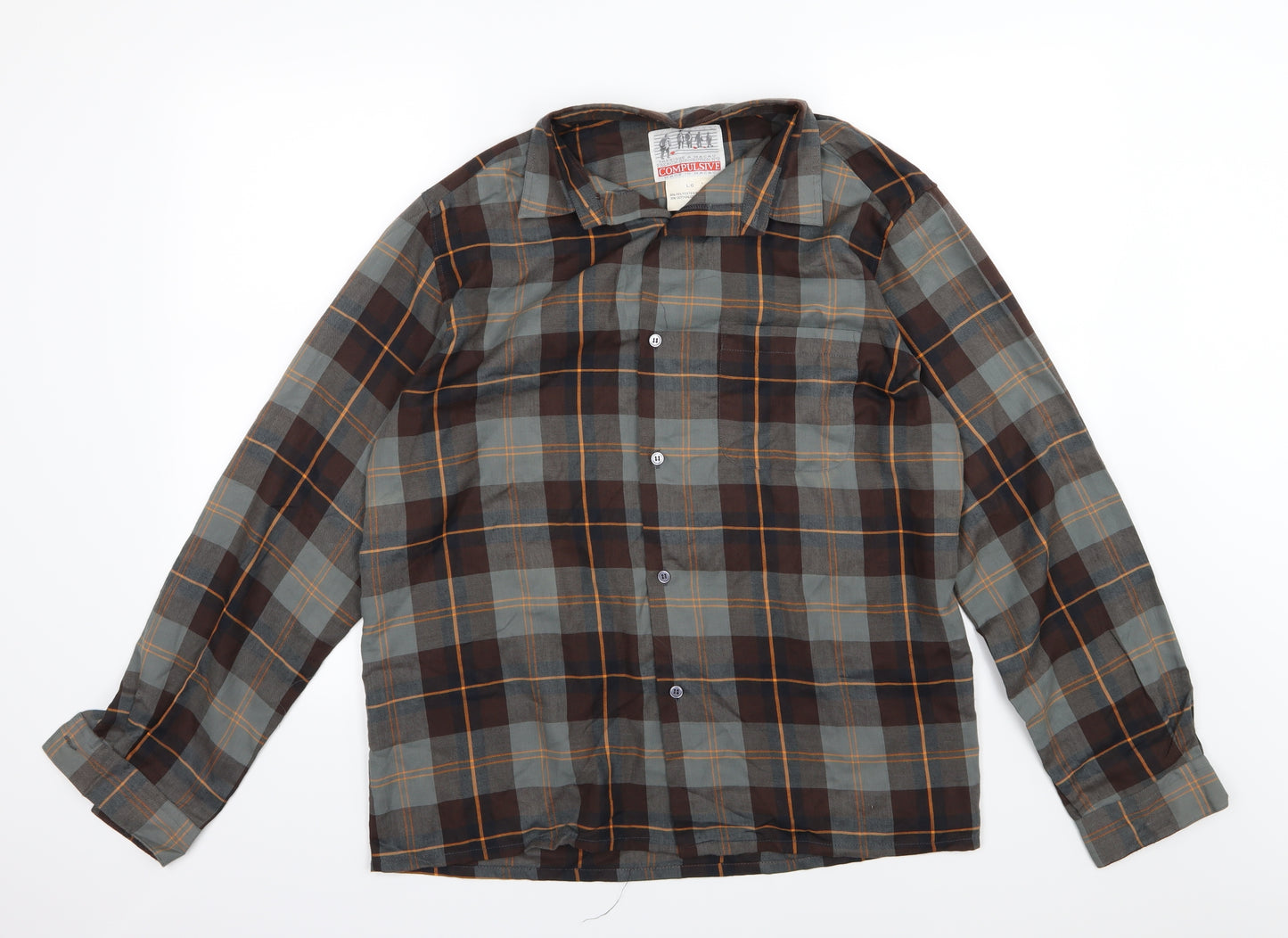 Compulsive Mens Multicoloured Striped Woven  Button-Up Size L