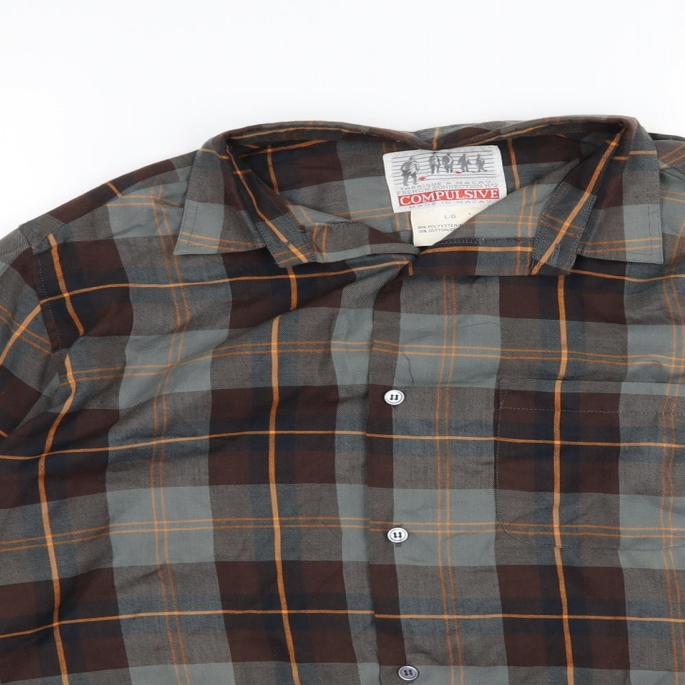 Compulsive Mens Multicoloured Striped Woven  Button-Up Size L
