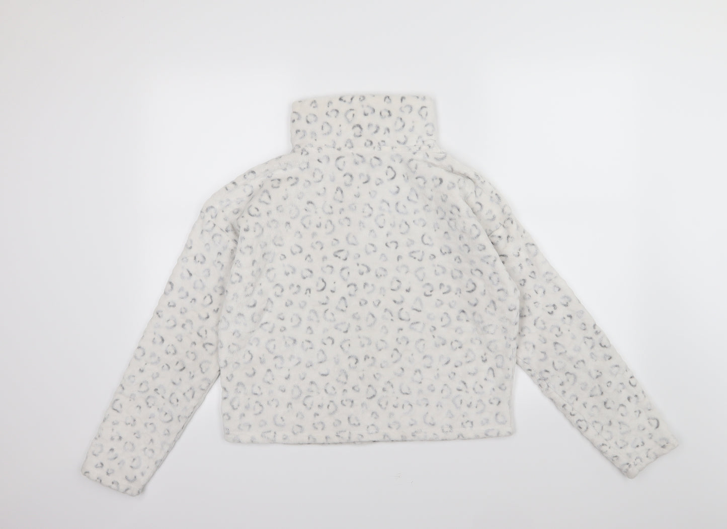New Look Womens White Animal Print Fleece Pullover Sweatshirt Size S
