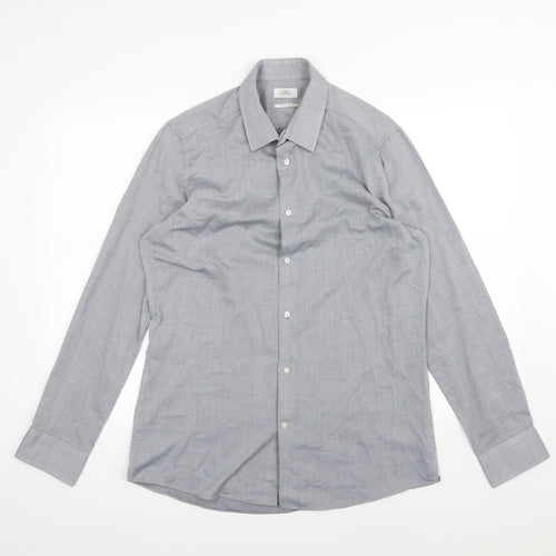 NEXT Mens Blue  Woven  Dress Shirt Size 16