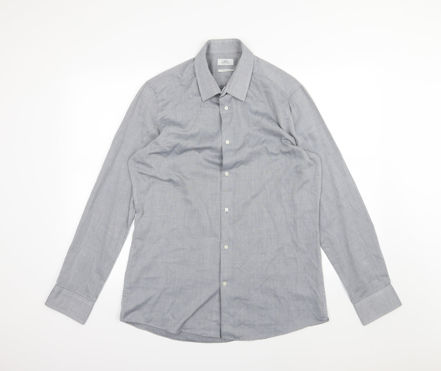 NEXT Mens Blue  Woven  Dress Shirt Size 16