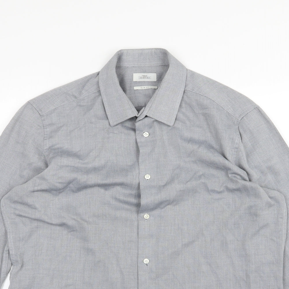 NEXT Mens Blue  Woven  Dress Shirt Size 16