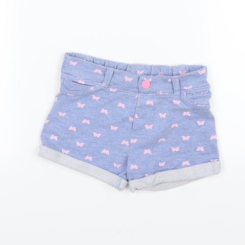 E-vie Angel Girls Blue  Jersey Chino Shorts Size 2 Years - Butterfly print