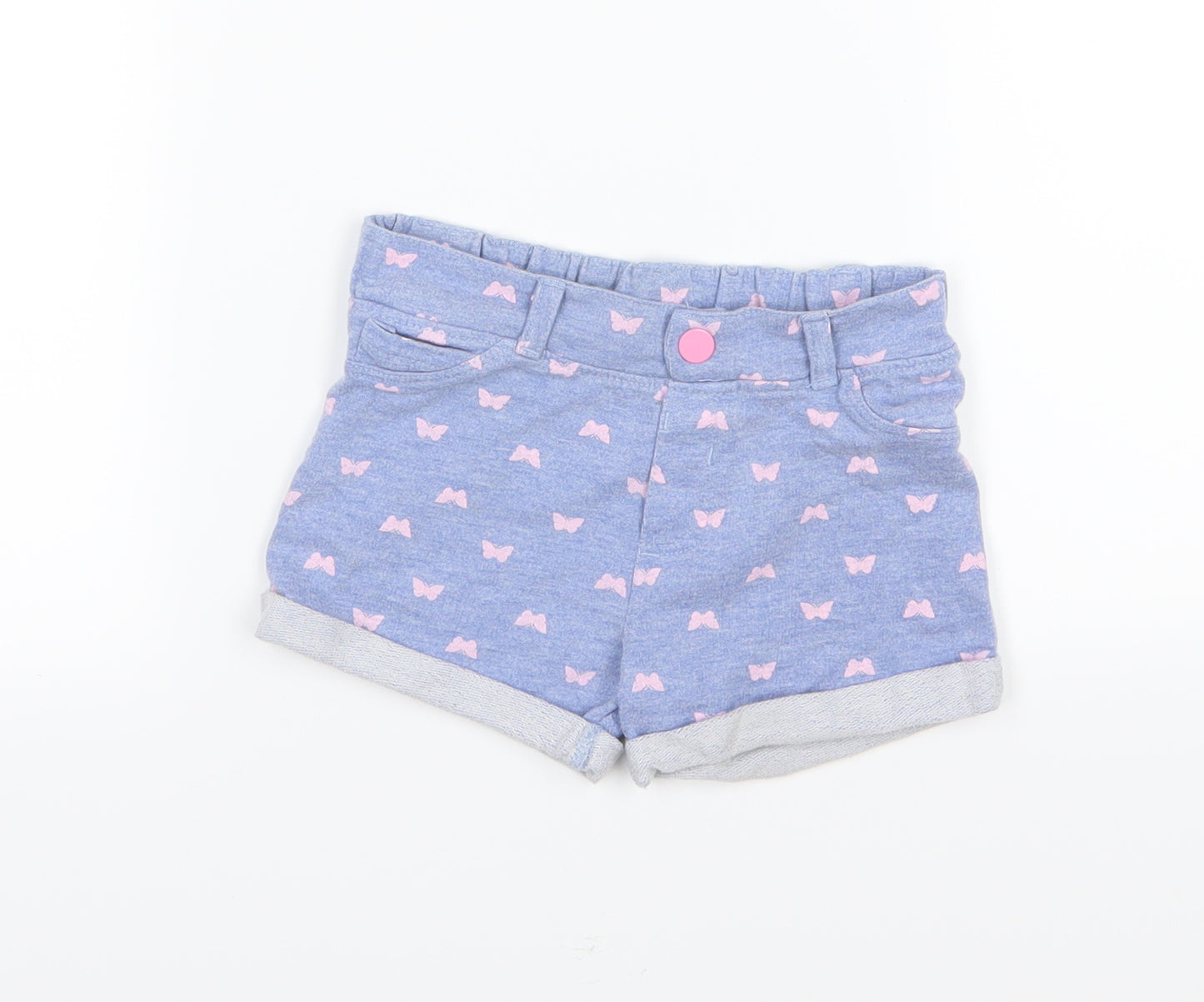 E-vie Angel Girls Blue  Jersey Chino Shorts Size 2 Years - Butterfly print