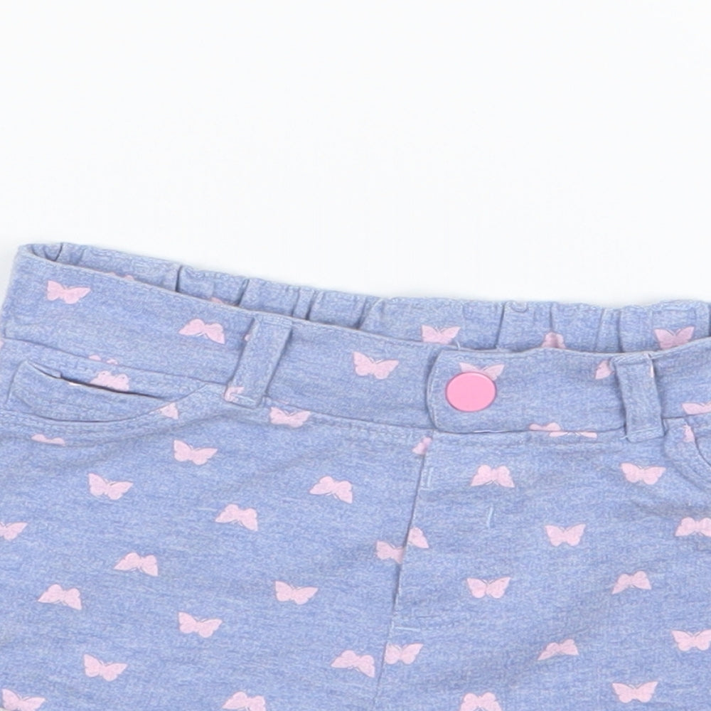 E-vie Angel Girls Blue  Jersey Chino Shorts Size 2 Years - Butterfly print