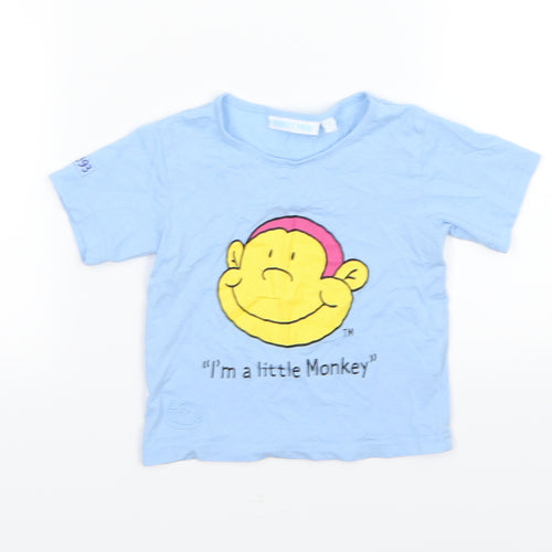 Monkey music Baby Blue  Jersey Basic T-Shirt Size 12 Months  - Little monkey