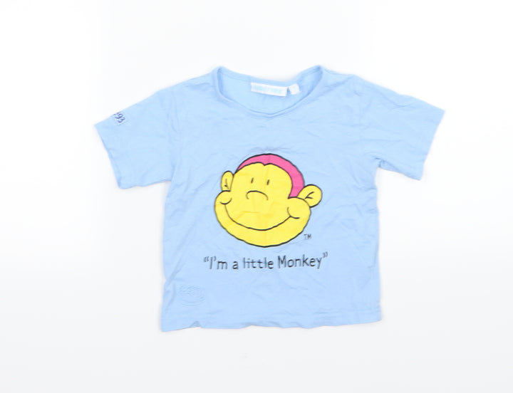 Monkey music Baby Blue  Jersey Basic T-Shirt Size 12 Months  - Little monkey