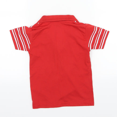 Amr Boys Red Striped Jersey Basic Polo Size S