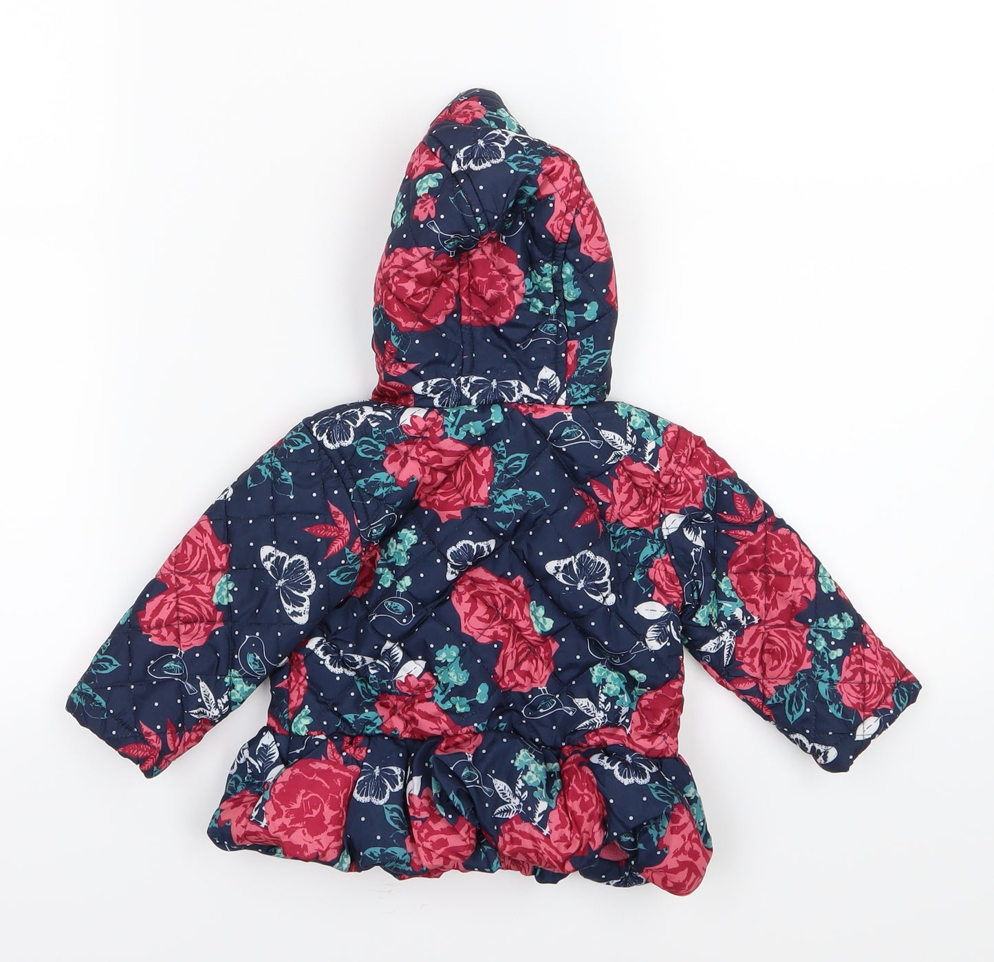 Nutmeg Girls Blue Floral  Basic Coat Coat Size 6-9 Months