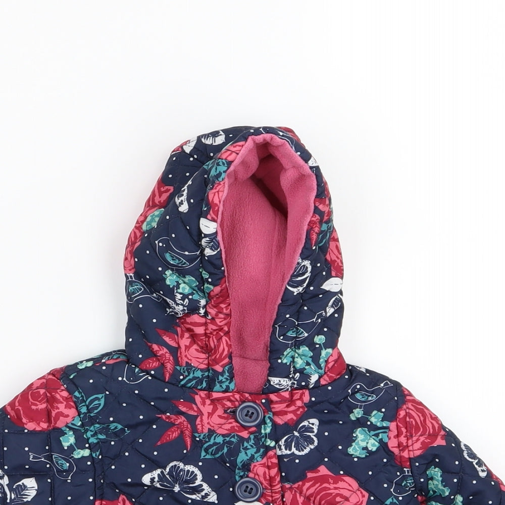 Nutmeg Girls Blue Floral  Basic Coat Coat Size 6-9 Months