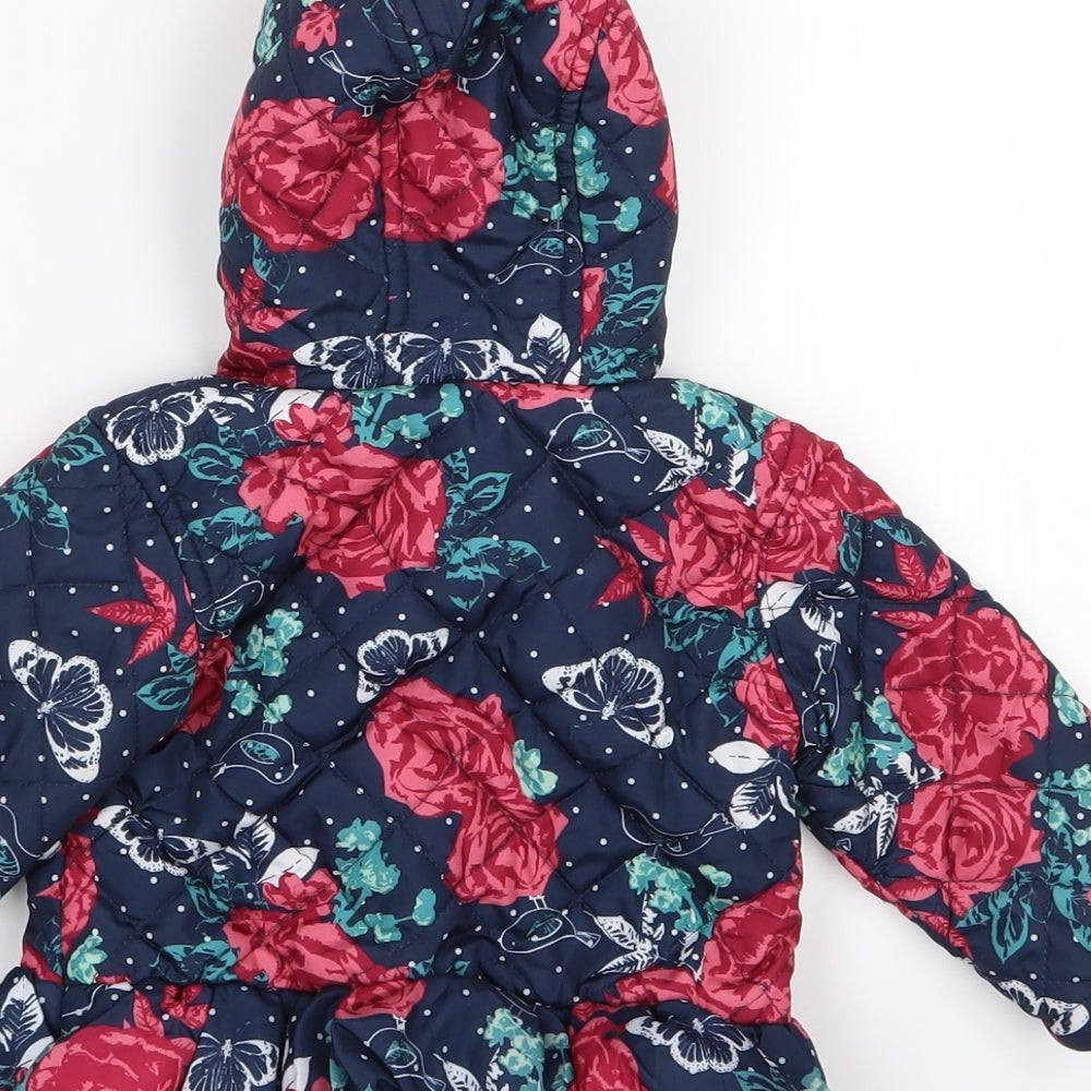 Nutmeg Girls Blue Floral  Basic Coat Coat Size 6-9 Months