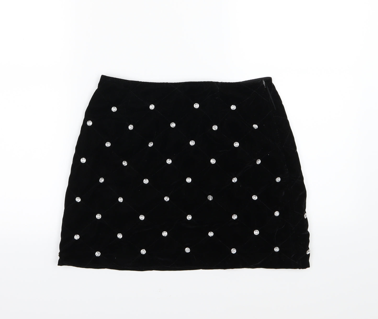 i kandi Womens Black  Velour A-Line Skirt Size 28 in