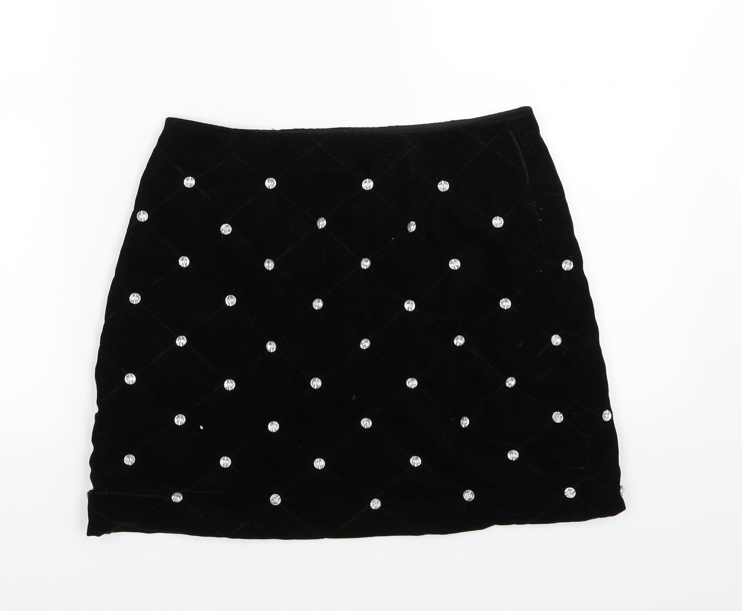 i kandi Womens Black  Velour A-Line Skirt Size 28 in