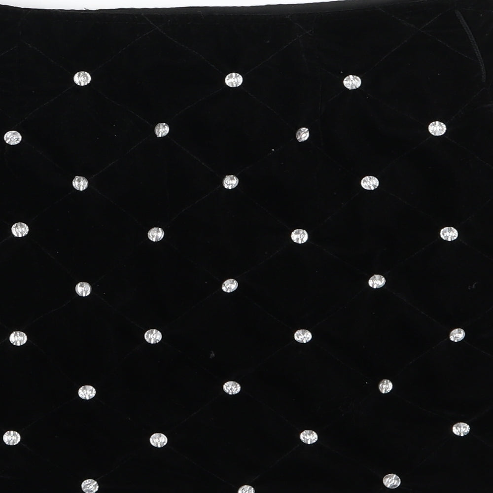 i kandi Womens Black  Velour A-Line Skirt Size 28 in