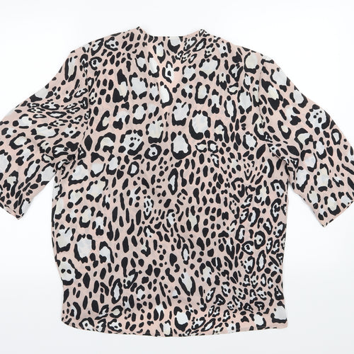 Topshop Womens Pink Animal Print Chiffon Basic Blouse Size 10