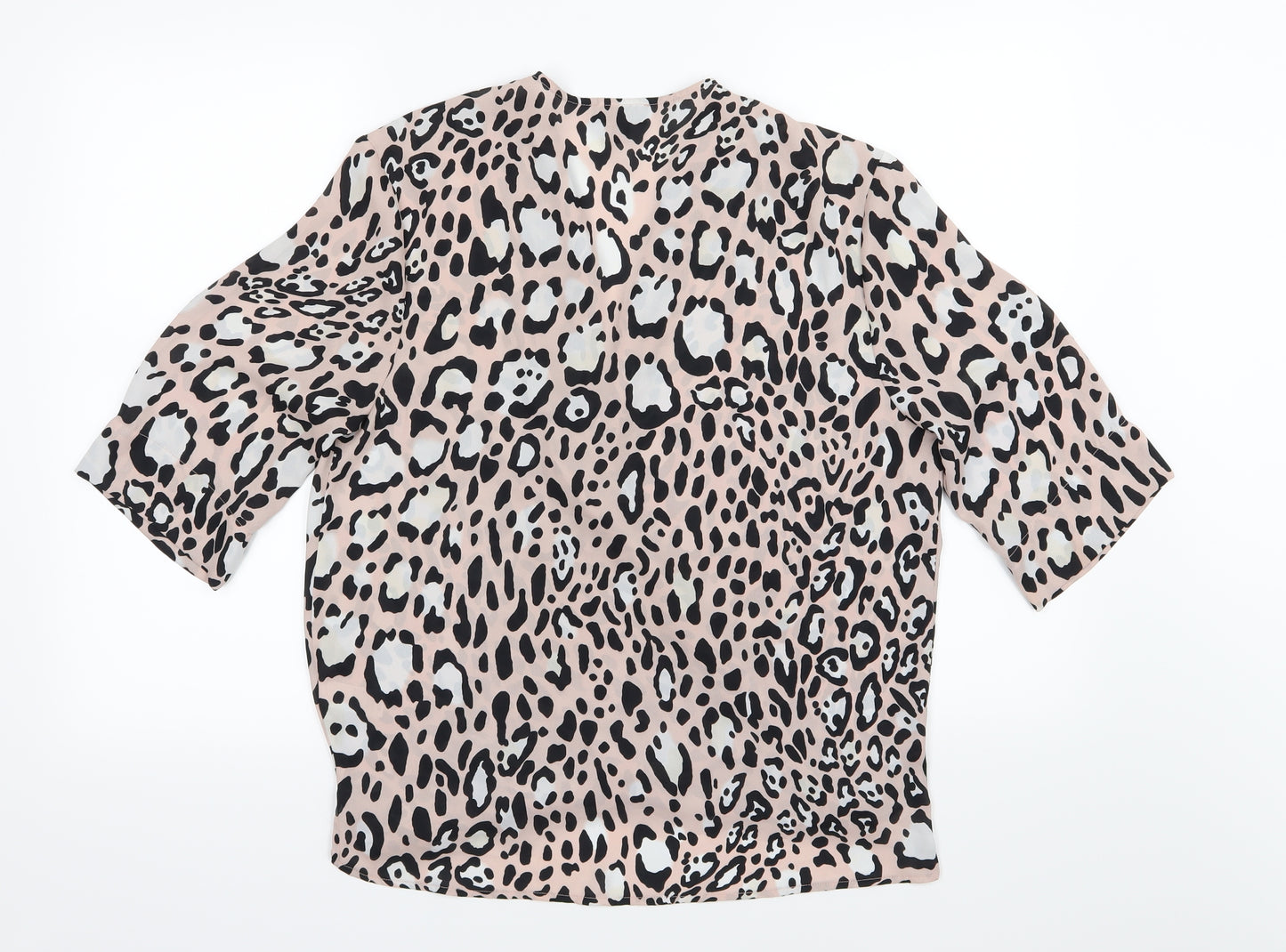 Topshop Womens Pink Animal Print Chiffon Basic Blouse Size 10
