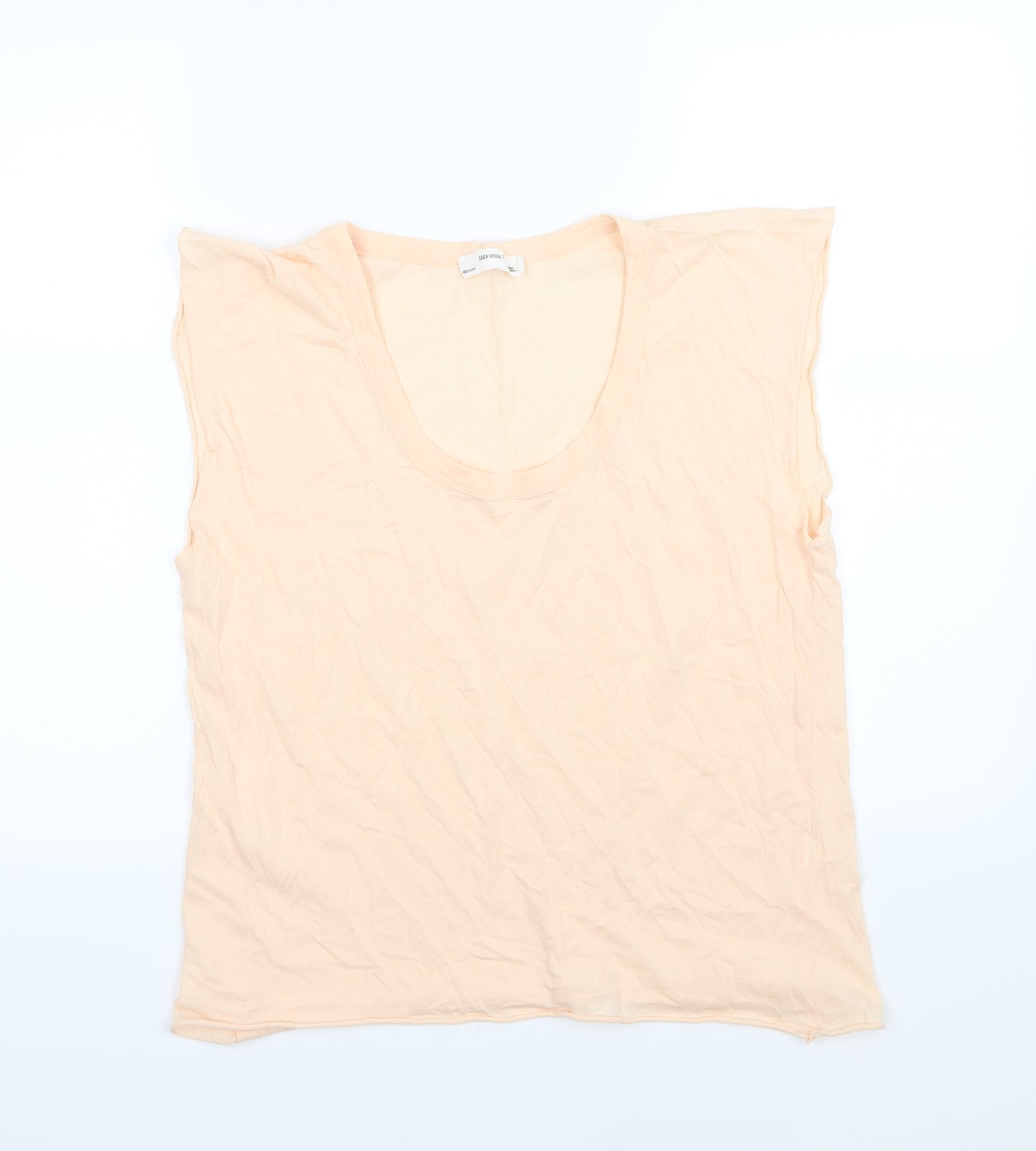 Zara Womens Orange  Jersey Basic T-Shirt Size S  - Peach