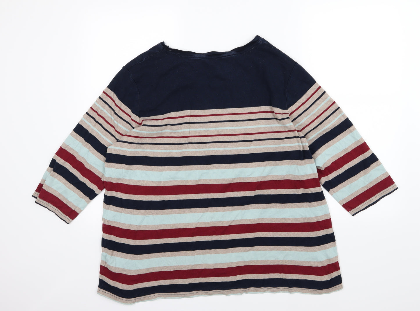 Maine New England Womens Multicoloured Striped Jersey Basic T-Shirt Size 24