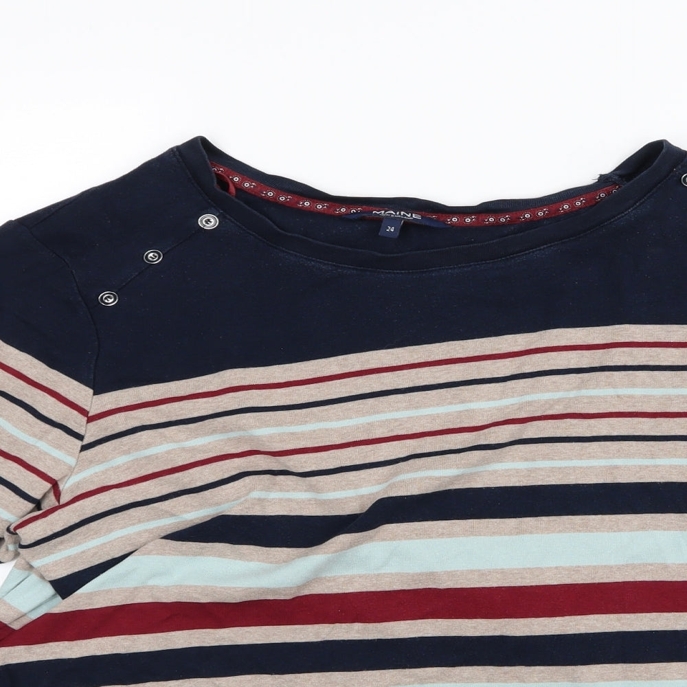 Maine New England Womens Multicoloured Striped Jersey Basic T-Shirt Size 24