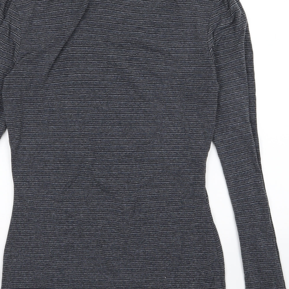 Warehouse Womens Grey Striped Jersey Basic T-Shirt Size 10