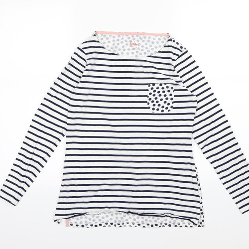 Boden Womens White Striped Jersey Basic T-Shirt Size 10