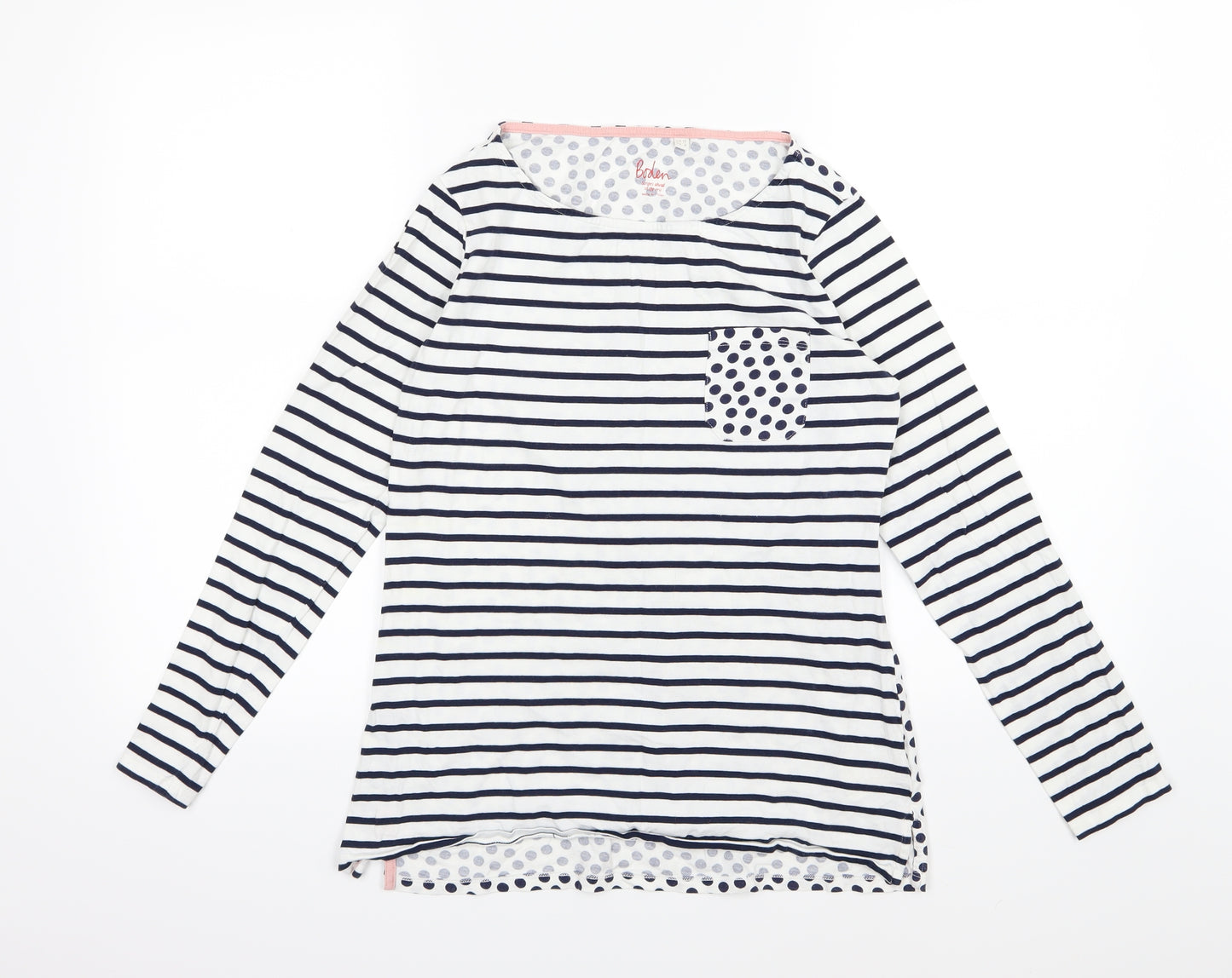 Boden Womens White Striped Jersey Basic T-Shirt Size 10