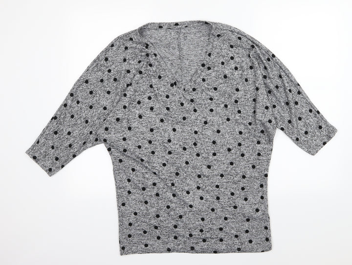 Dorothy Perkins Womens Grey Polka Dot Jersey Pullover Jumper Size 14