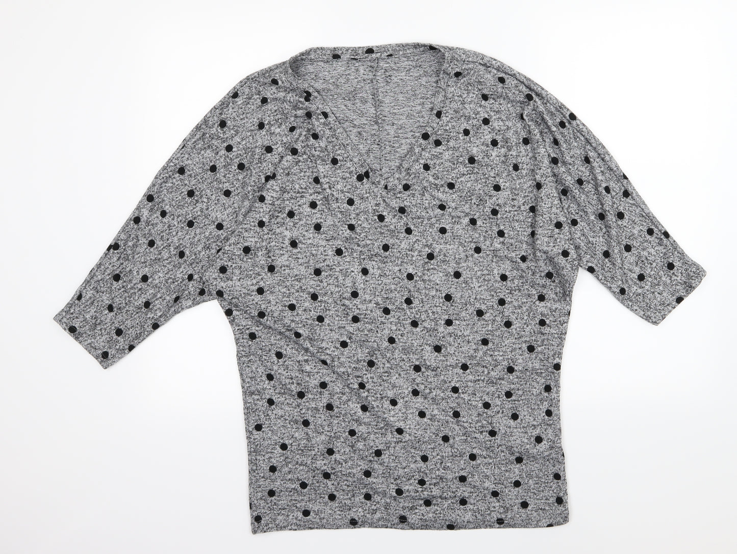 Dorothy Perkins Womens Grey Polka Dot Jersey Pullover Jumper Size 14