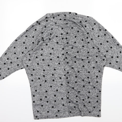 Dorothy Perkins Womens Grey Polka Dot Jersey Pullover Jumper Size 14