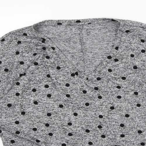 Dorothy Perkins Womens Grey Polka Dot Jersey Pullover Jumper Size 14