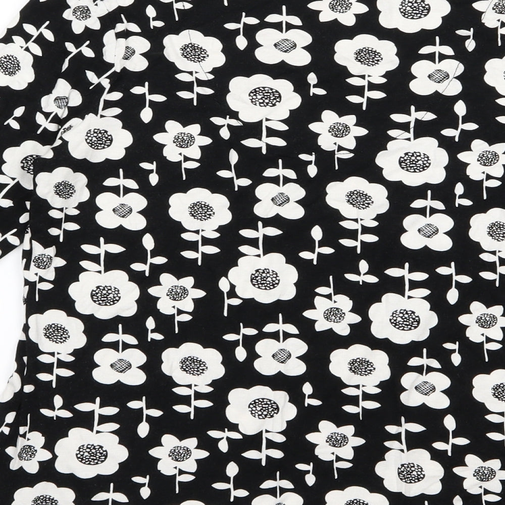 TU Womens Black Floral Jersey Basic Blouse Size 12