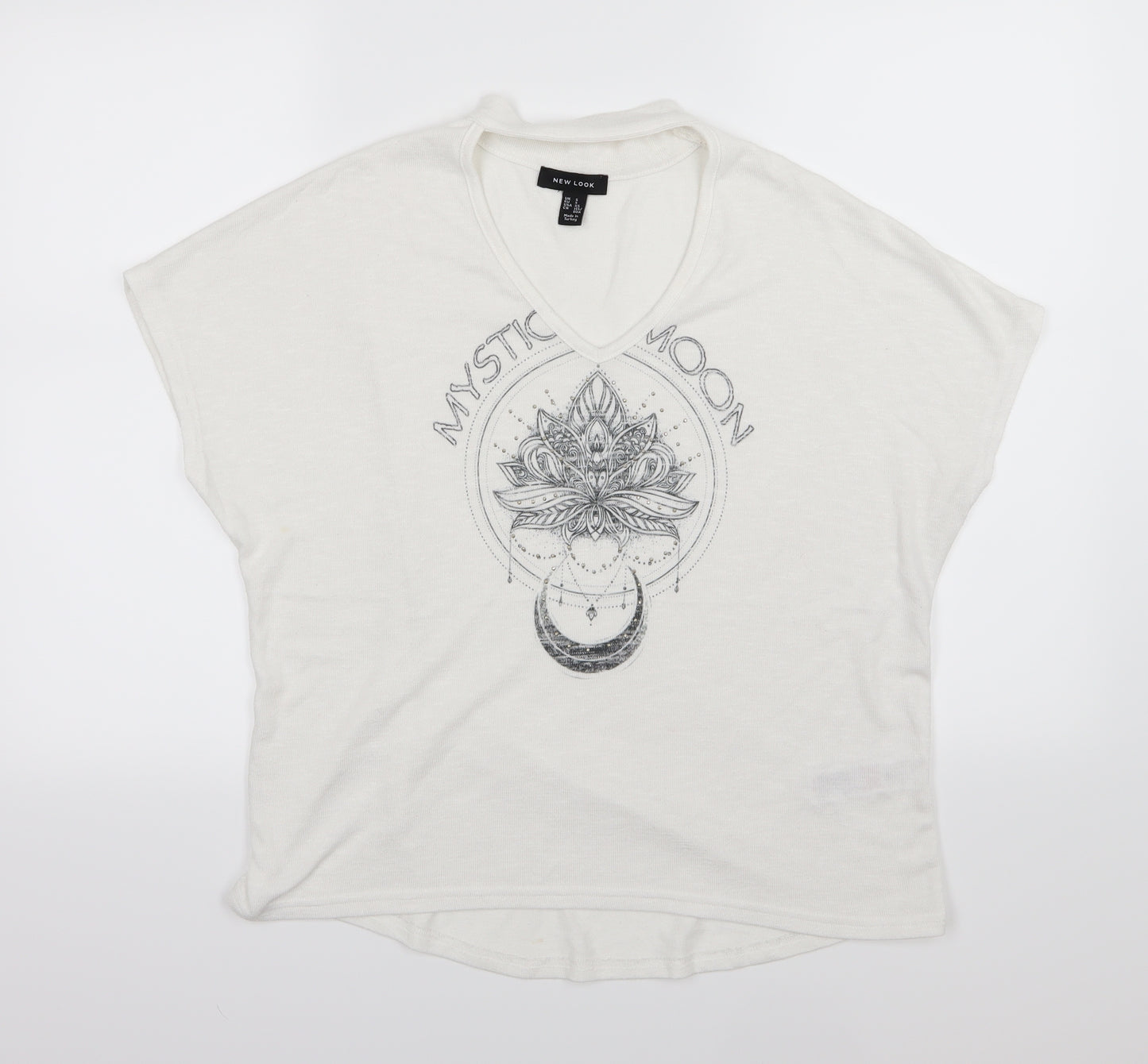 New Look Womens White  Knit Basic T-Shirt Size S