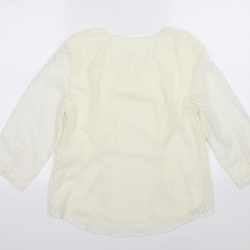 Damart Womens Ivory Striped Chiffon Basic Blouse Size 12
