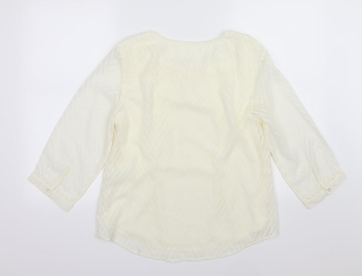 Damart Womens Ivory Striped Chiffon Basic Blouse Size 12