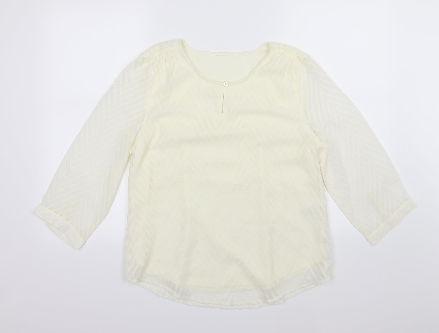 Damart Womens Ivory Striped Chiffon Basic Blouse Size 12