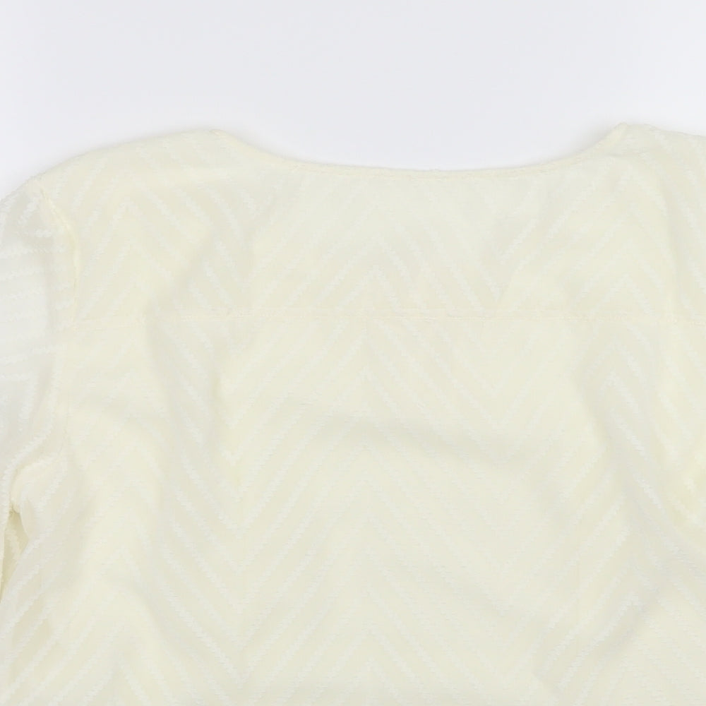 Damart Womens Ivory Striped Chiffon Basic Blouse Size 12