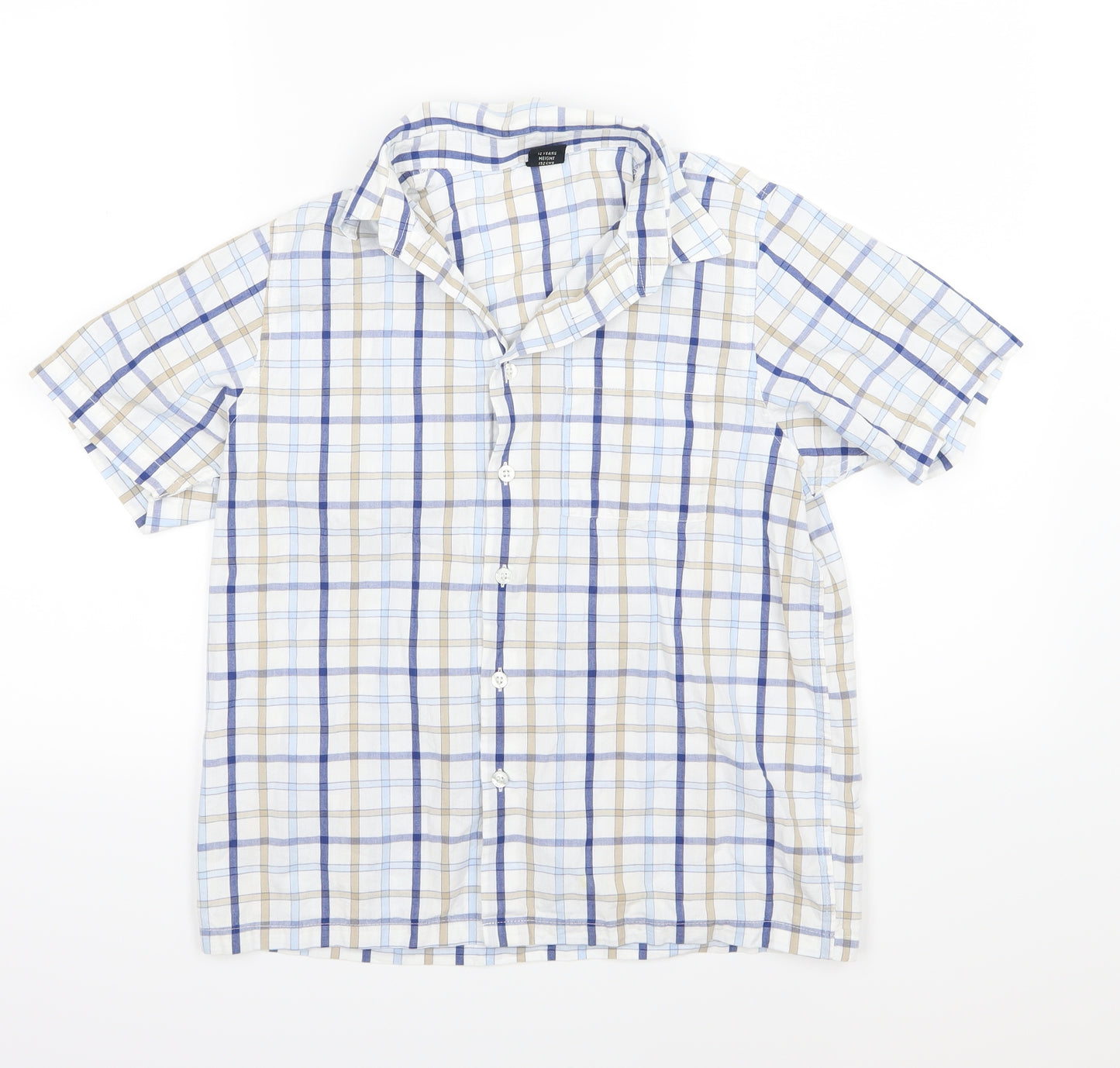 NET Boys White Striped Woven Basic Button-Up Size 12 Years