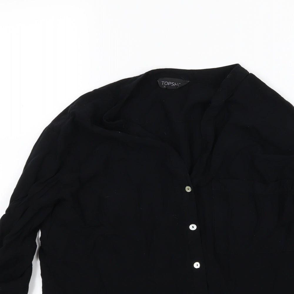 Topshop Womens Black  Jersey Basic Button-Up Size 8