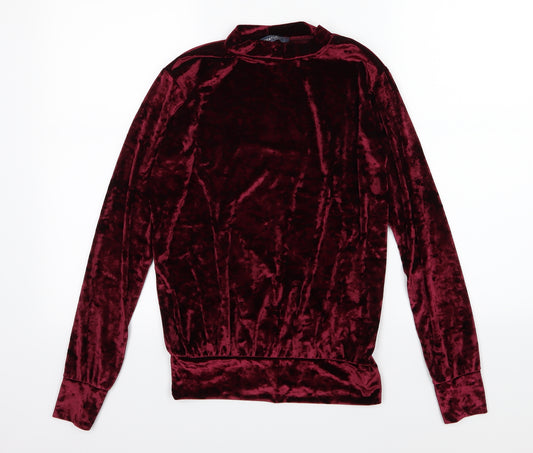 Signature Womens Purple  Velour Pullover Sweatshirt Size M  - Burgundy