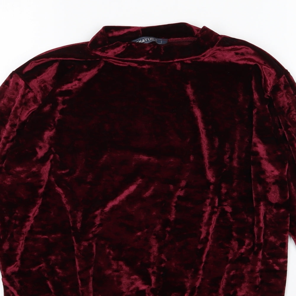 Signature Womens Purple  Velour Pullover Sweatshirt Size M  - Burgundy