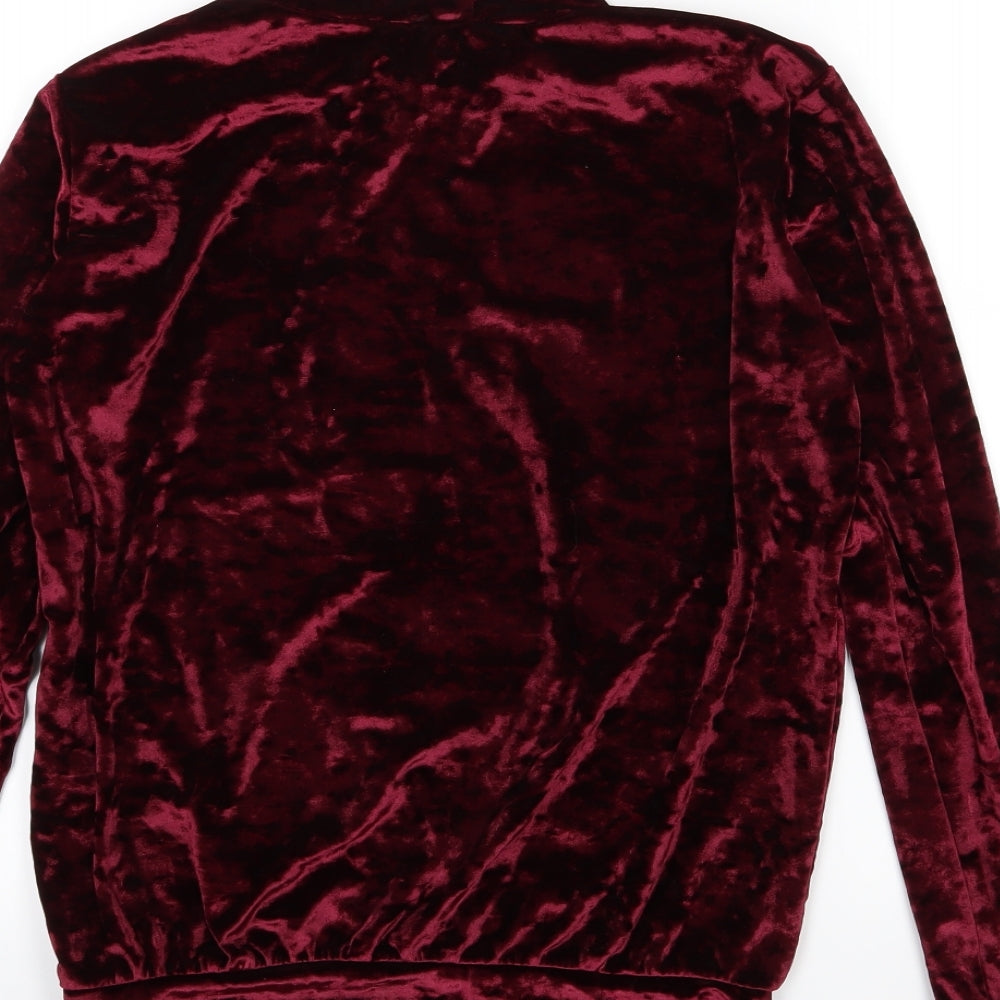Signature Womens Purple  Velour Pullover Sweatshirt Size M  - Burgundy