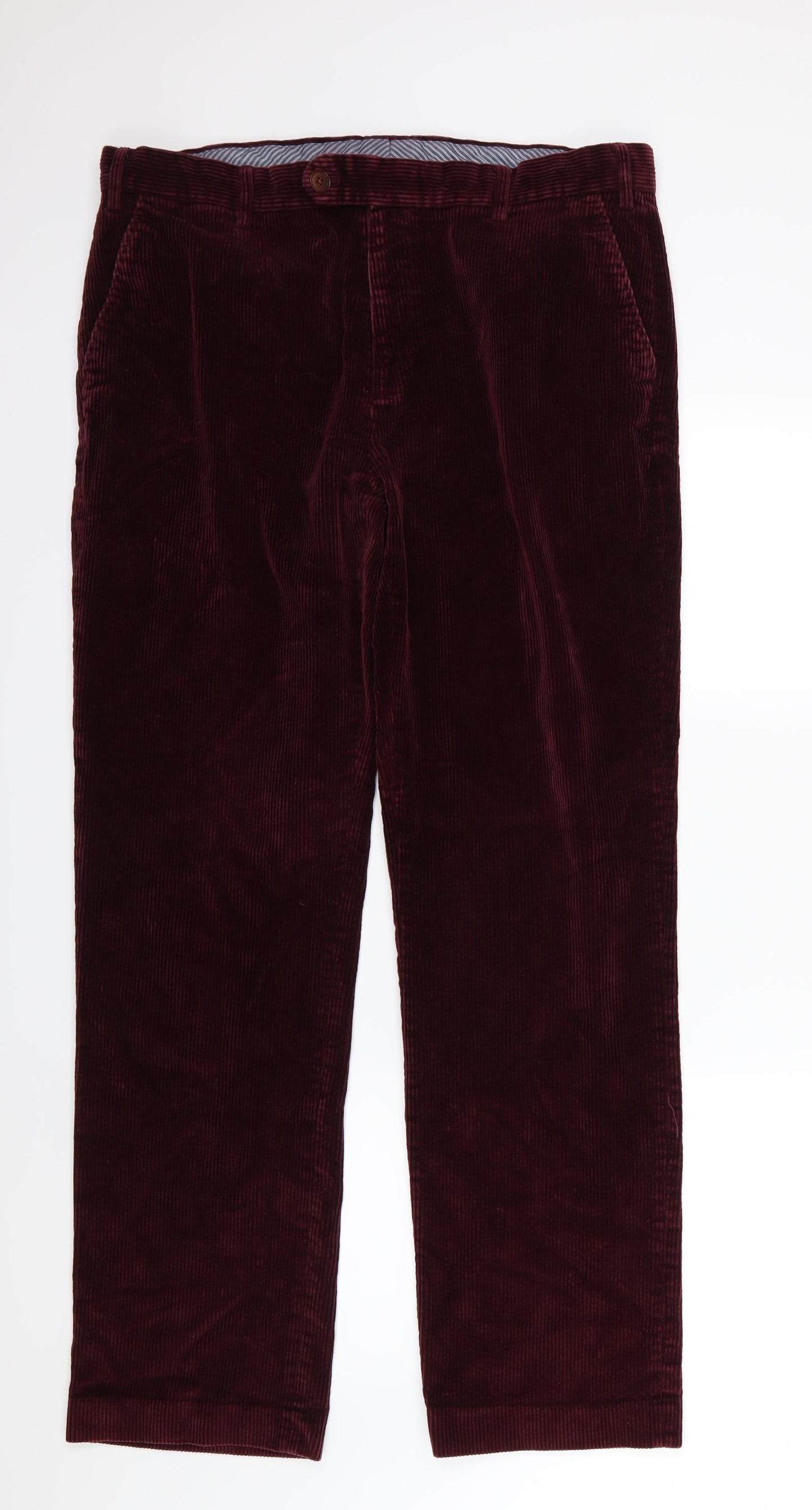 John Lewis Mens Purple  Corduroy Trousers  Size 38 L33 in - Burgundy